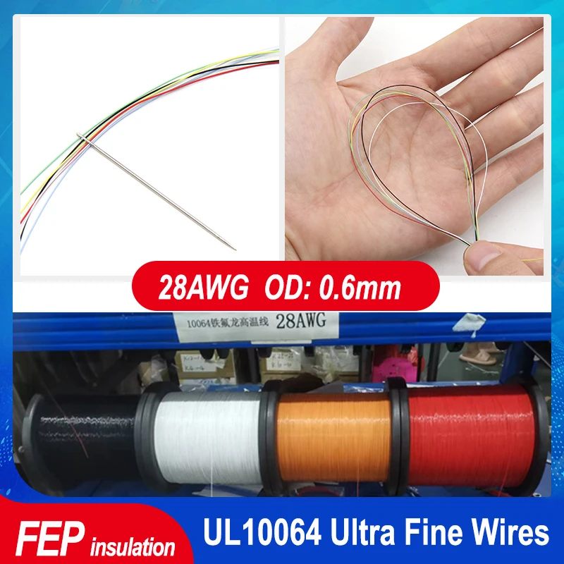 

5~500m 28AWG UL10064 PTFE Wire Ultra Fine Micro Litz Soldering FEP Insulation Tinned Copper Cable