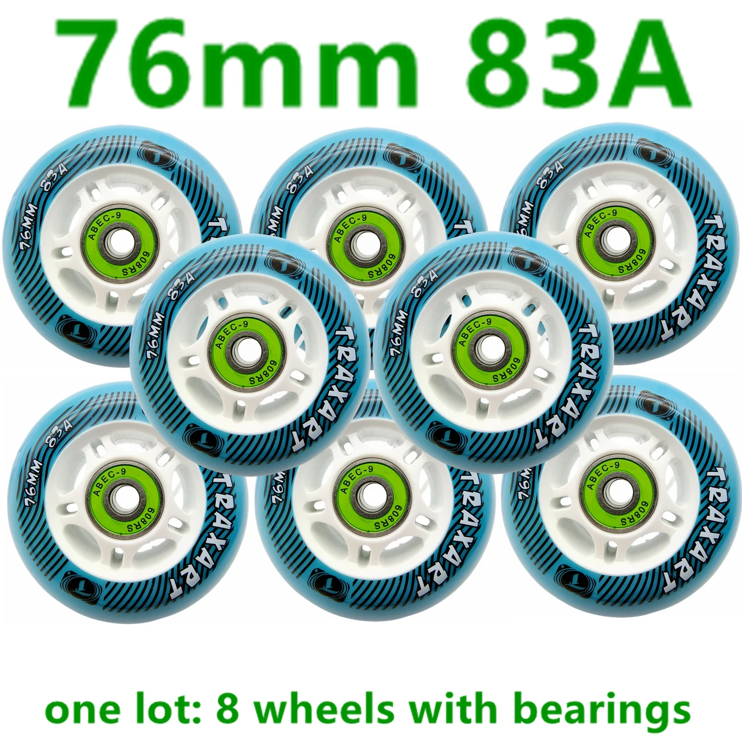 

Free shipping roller wheel inline skate wheel 76mm 83a blue wheel 8wheels/lot