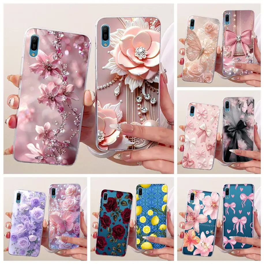 حافظة لهاتف هواوي Y6 Pro Y6s 2019 MRD-LX2 MRD-LX1 MRD-LX3 غطاء شفاف على شكل زهرة عصرية من السيليكون الناعم Fundas لهاتف هواوي Y6 2019 Shell