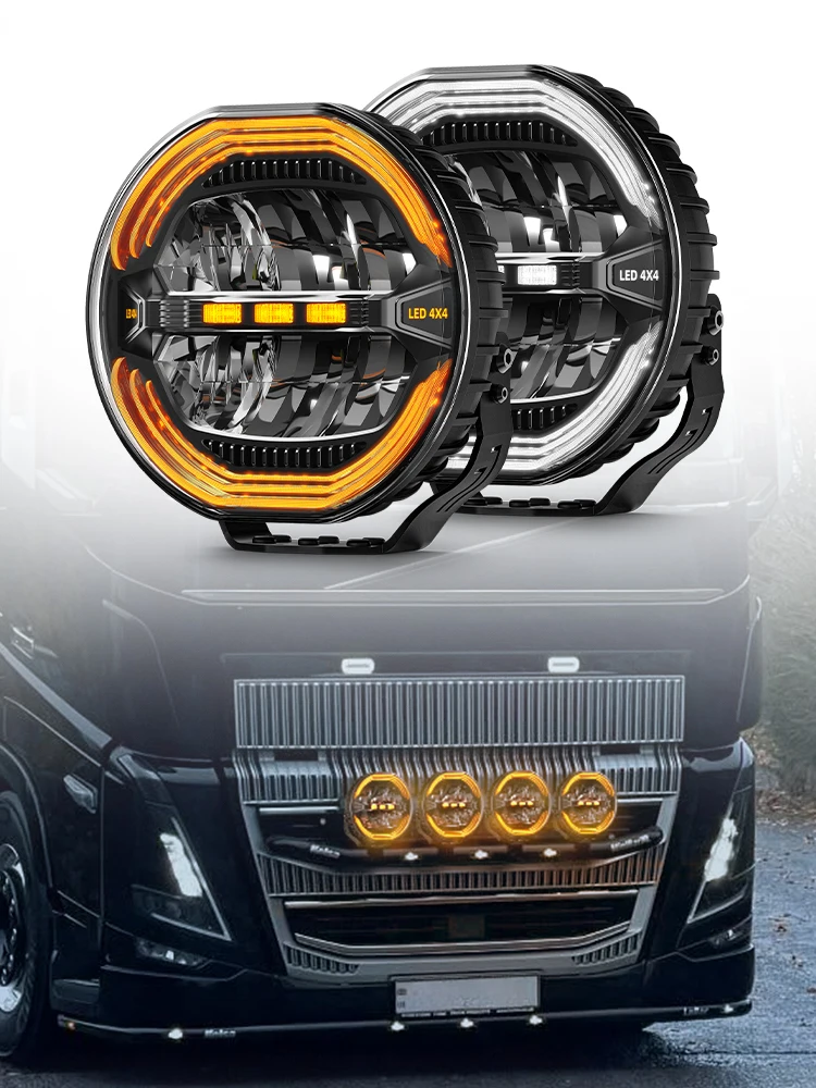 CO LIGHT 9 inch ronde krachtige LED-rijlichten met oranje DRL Halo LED-extra werklamp voor auto vrachtwagen offroad 12V 24V - afbeelding 2