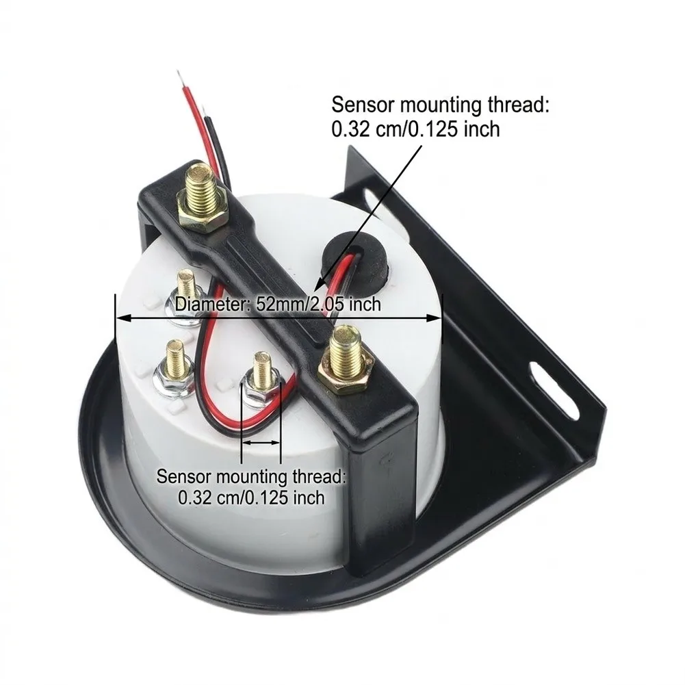 52mm Digital Water Temperature Gauge with LED Display and Screw Thread Mount for Cars Vans and Industrial Temperature Control