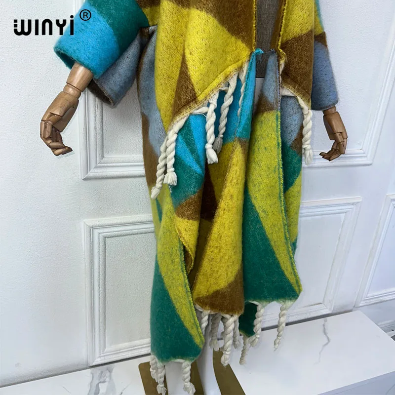 WINYI Winter coat outfits Women high quality 2024 dress Loose Thick Warm Female kaftan clock dress Hooded mop coat fashion Abaya