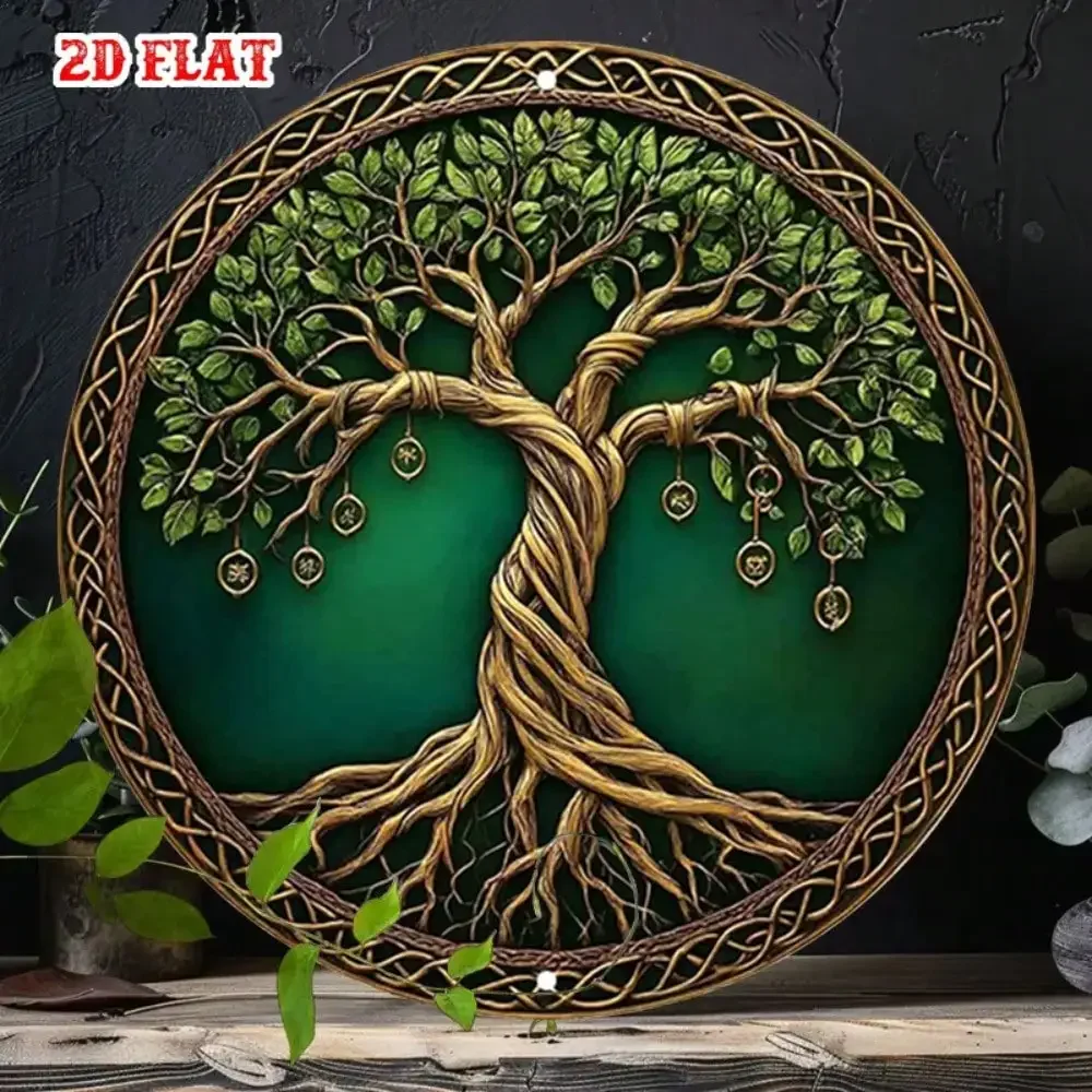 Celtic Knot Tree of Life Metal Wall Art Heavy Duty Aluminum Sign Vintage Home Decor Living Room