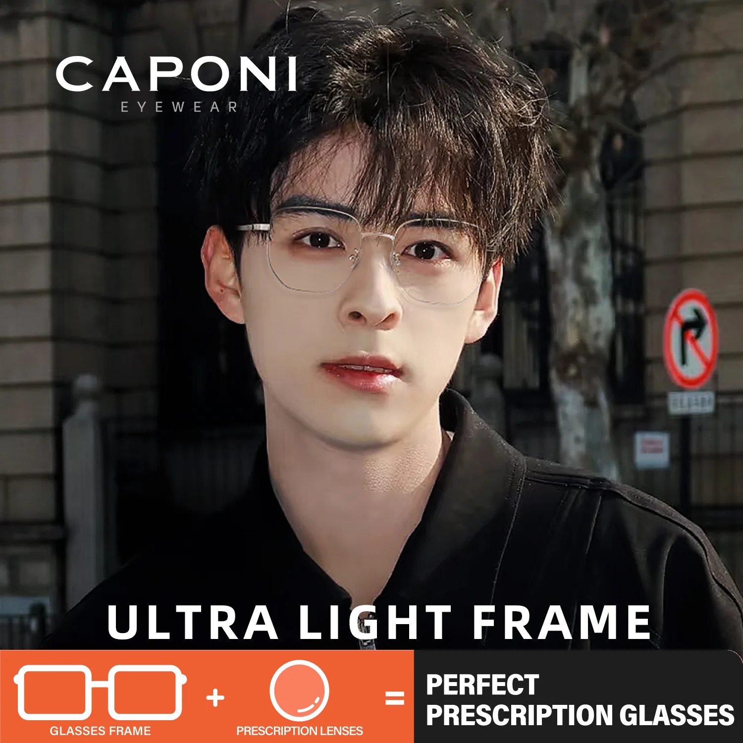 CAPONI Prescription Glasses Men Myopia Light Weight Computer Anti Blue Light Glasses Photochromic UV400 Eyes Glasses PJ24204