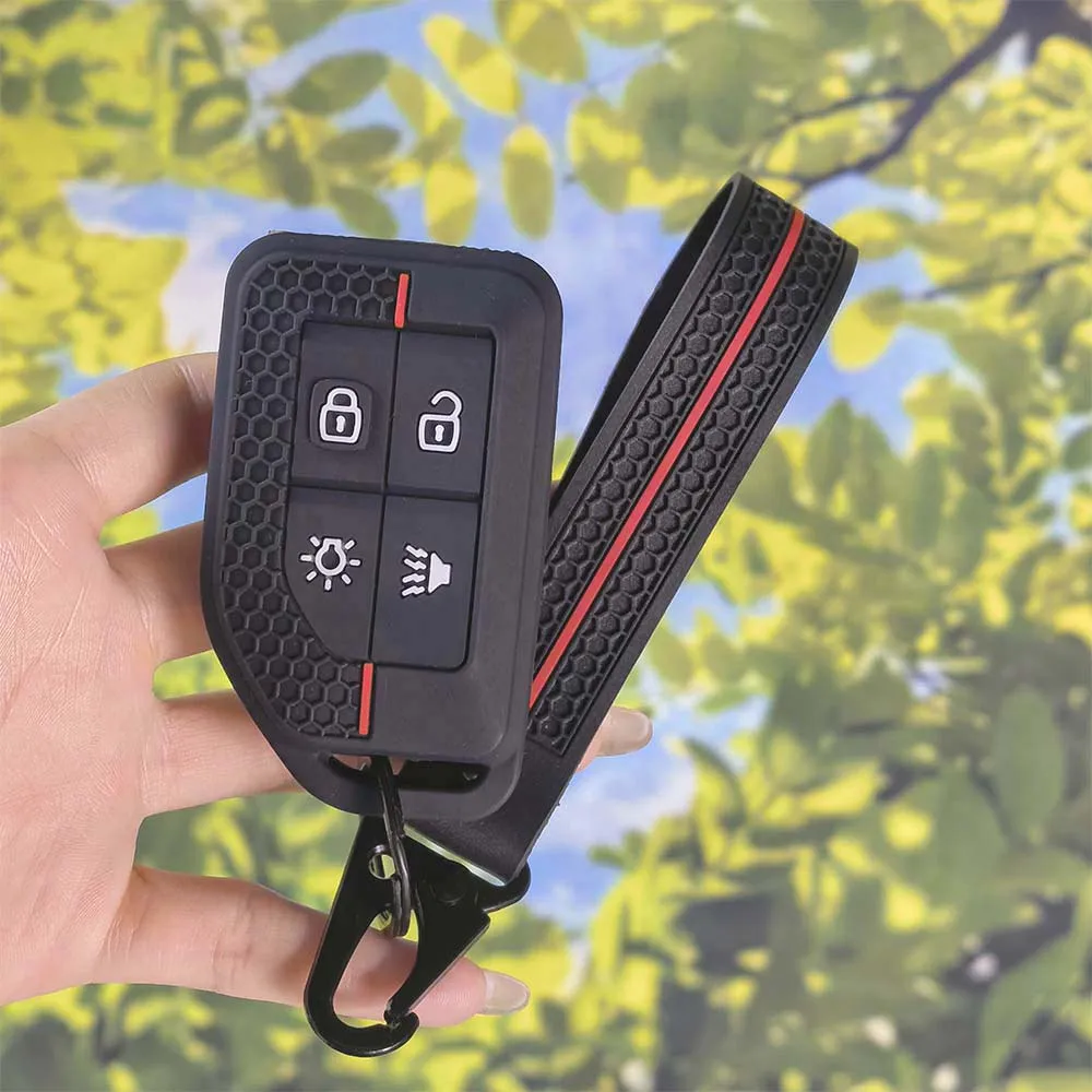 Modern Textured Hex Key Fob Shell With Keychain For Volvo New FM FH FH16 Heavy Duty Tractor Van Truck Daily Use Key Holder