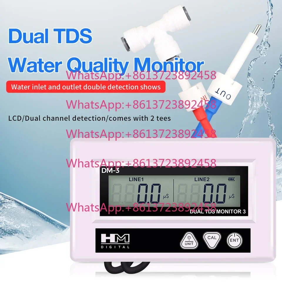 Conductivity Meter Dual Probe Online Detector Input/Output Digital Quality Monitor Tap Fish Tank 5000ppm