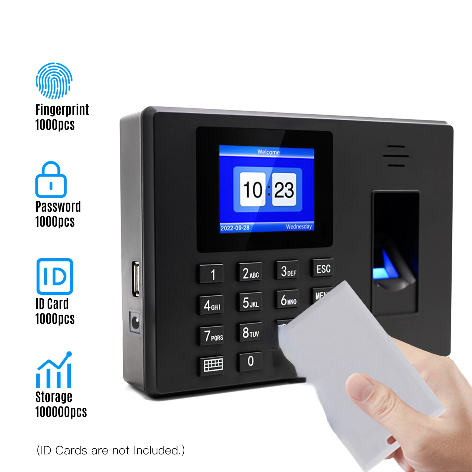 

Attendance Machine Fingerprint/Password/ID with 2.4'' Display Screen Time Clock Support Employee Checking-in Recorder