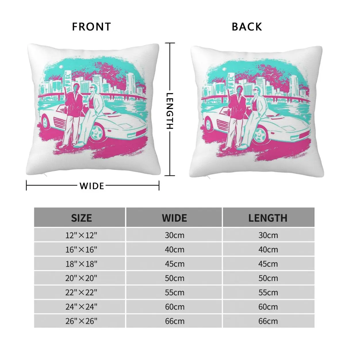 Miami Vice Sunset Square Pillowcase Polyester Linen Velvet Pattern Zip Decor Pillow Case Sofa Cushion Cover