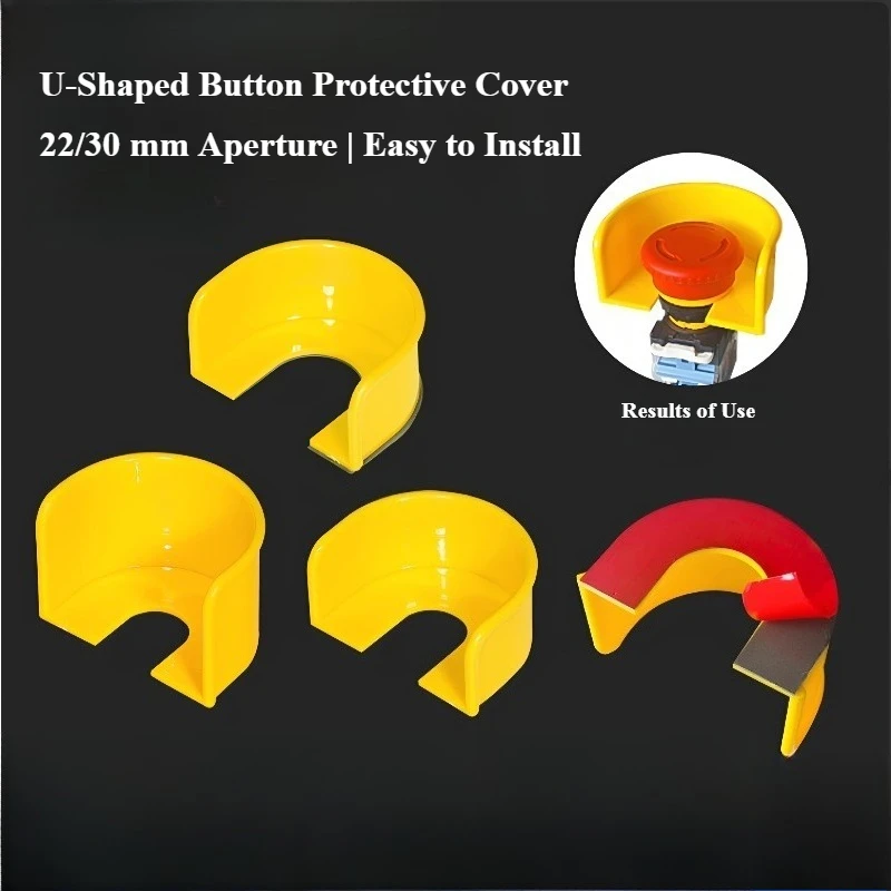 U-shaped emergency stop button switch protective cover with 22/30 mm aperture—no disassembly required