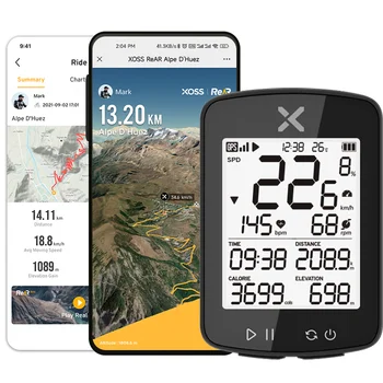 מחשב אופניים חכם עם GPS למדידת מהירות וקצב