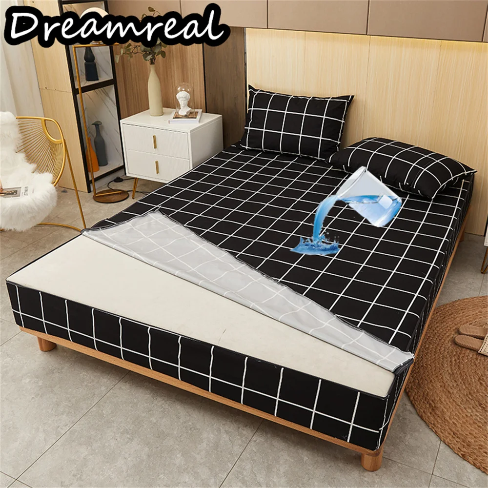 Dreamreal Waterproof Mattress Cover All Inclusive Six-Sided Fitted Sheet with Zipper Removable Bedspreads Mattress Pad Protector