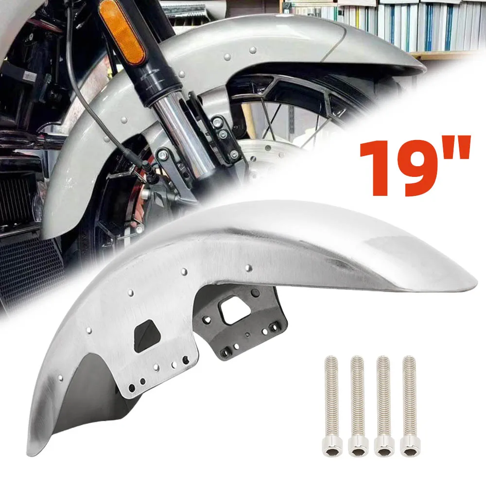 

Motorcycle Unpainted Steel 19" Wrap Front Fender Mudguard Cover For Harley Touring Road King Electra Street Glide FLHT 2014-up