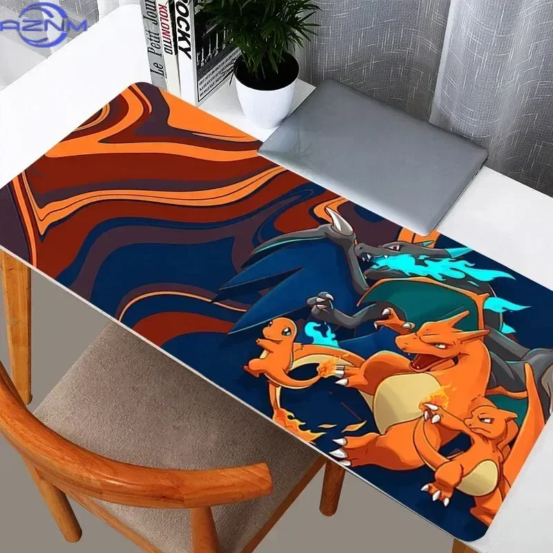 Anime Charizard Evolution Swirl Background Mouse Pad Rubber Non Slip Gaming Desk Mat for Laptop Keyboard Home Decor
