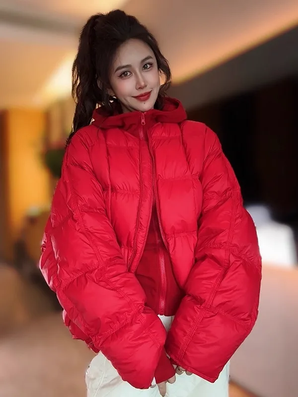 

Зимняя модная женская теплая повседневная куртка свободного кроя с круглым вырезом, длинными рукавами, утепленная, из полиэстера, с высокой талией