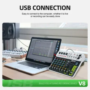 FROKET V8 Audio Mixer DJ Controlling Bluetooth Phantom Power Delay Effetto Repaeat for PC Recording Sound Mixing Console 12 Main DJ Controller Sales - №3