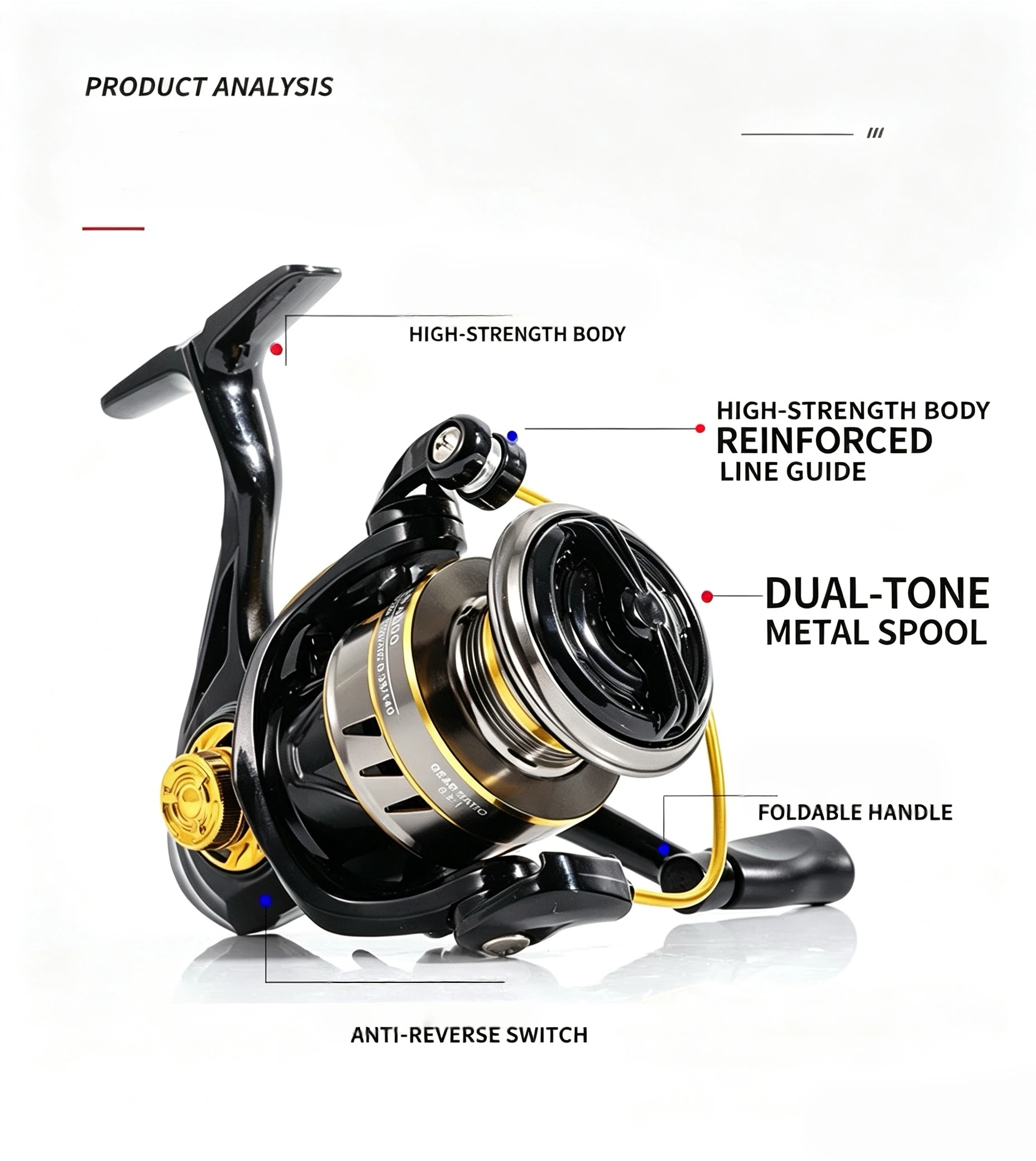 Full Metal Spinning Reel, Long Cast Universal Fishing Reel, Marine & Yacht Accessories for Sea Fishing and Lure Fishing view 2
