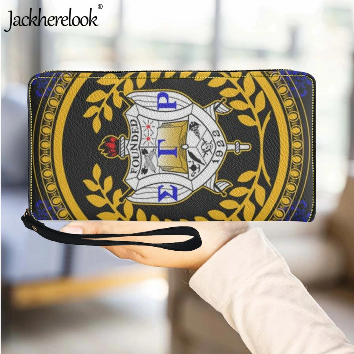 

Jackherelook Sigma Gamma Rho Sorority 1922 PU Leather Wallet for Ladies Long Wrist Strap Clutch Luxury Bank Card Holder Purse