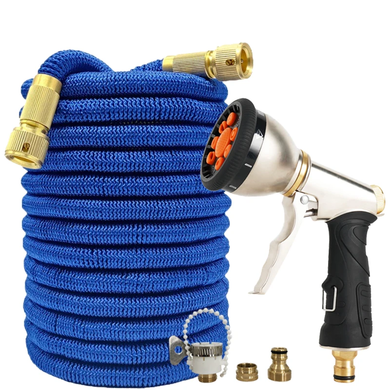 

Расширяемый садовый шланг 25 футов/100 футов, водяной пистолет из тяжелого металла, прочный, гибкий шланг, подходит для мойки автомобилей и полива сада