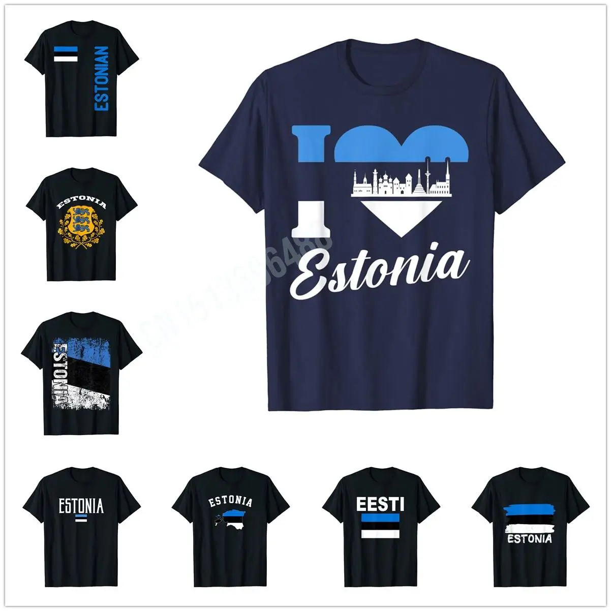 More Design Estonian Gift  Estonia Country Map Flag Premium T-Shirt For Men Women T Shirt Tops Cotton Tees