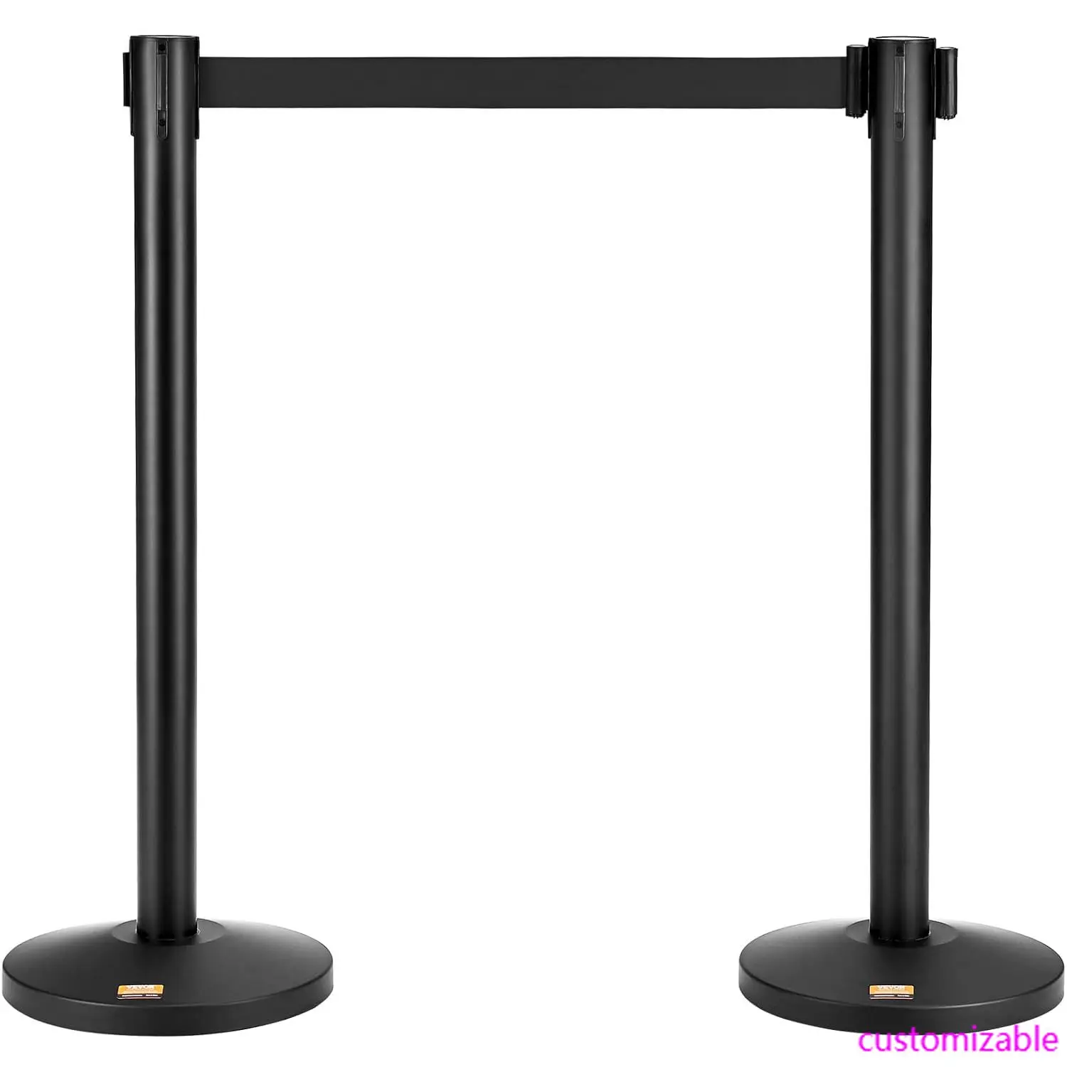 

Crowd Control Stanchions, 2-Pack Crowd Control Barriers, Carbon Steel Baking Painted Stanchion Queue Post with 11FT Black