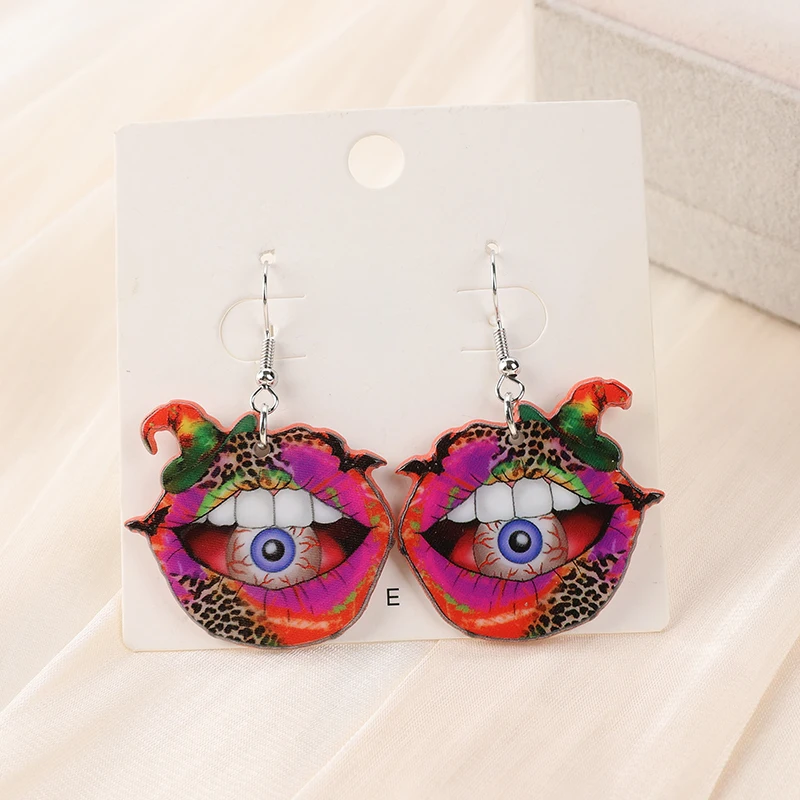 1Pair Halloween Drop Earring Creative Acrylic Vintage Pumpkin No Feet Ghost Fashion Jewelry For Woman Girl Holiday Birthday Gift