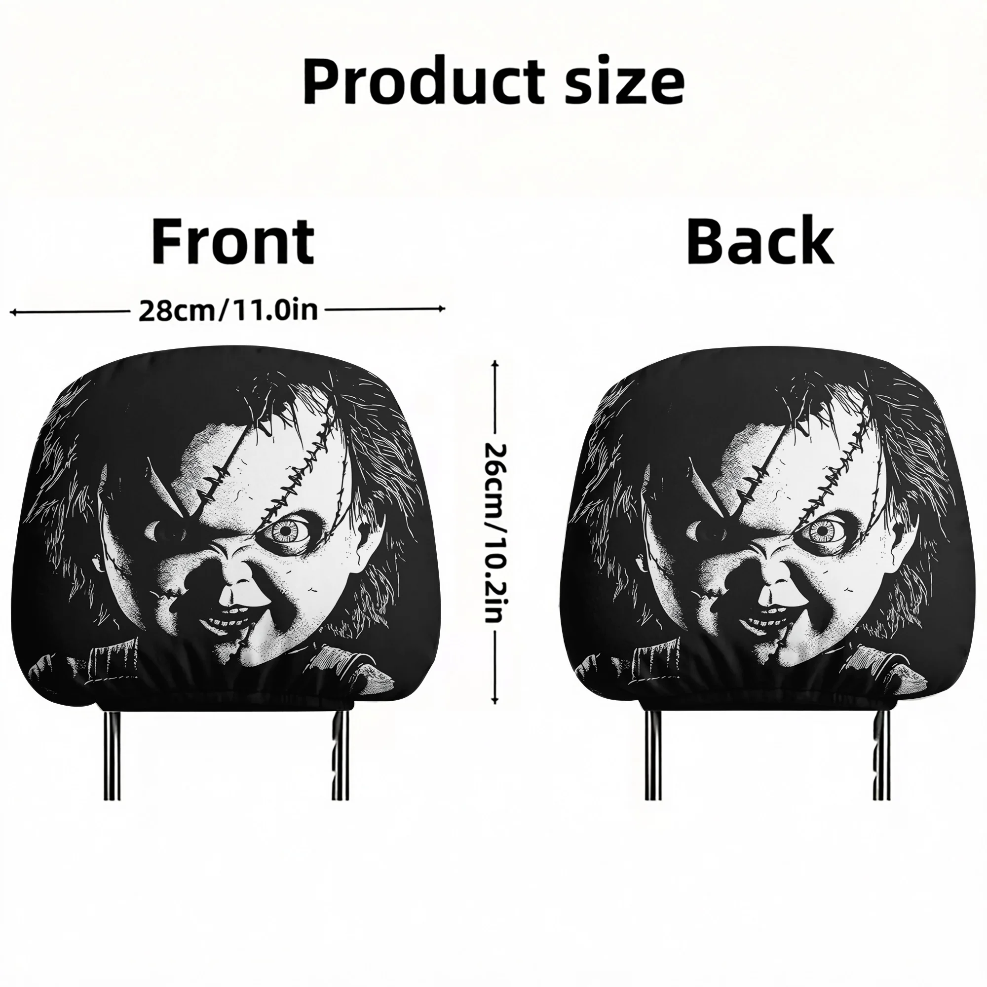 2pcs “Chucky”-themed Car Headrest Covers to Add a Spooky Vibe to Your Car’s Interior. Filling Not Included. Easy to Install. view 6