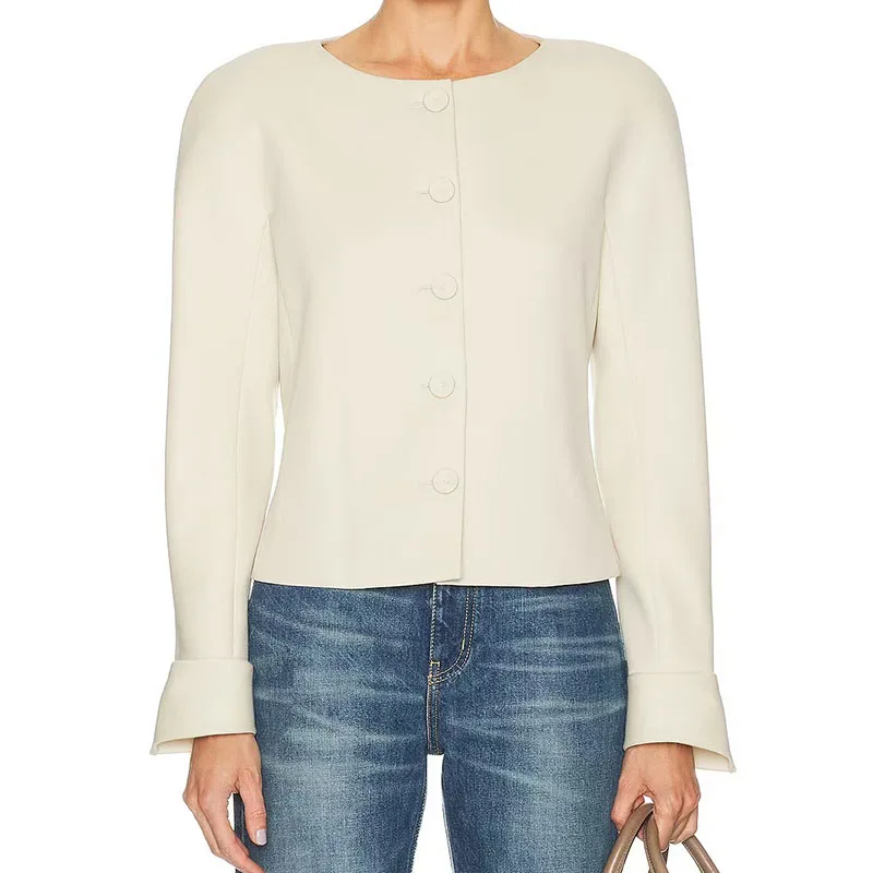 Formal round-neck single-button short jacket - versatile for work, slimming and simple style, 2026 new design