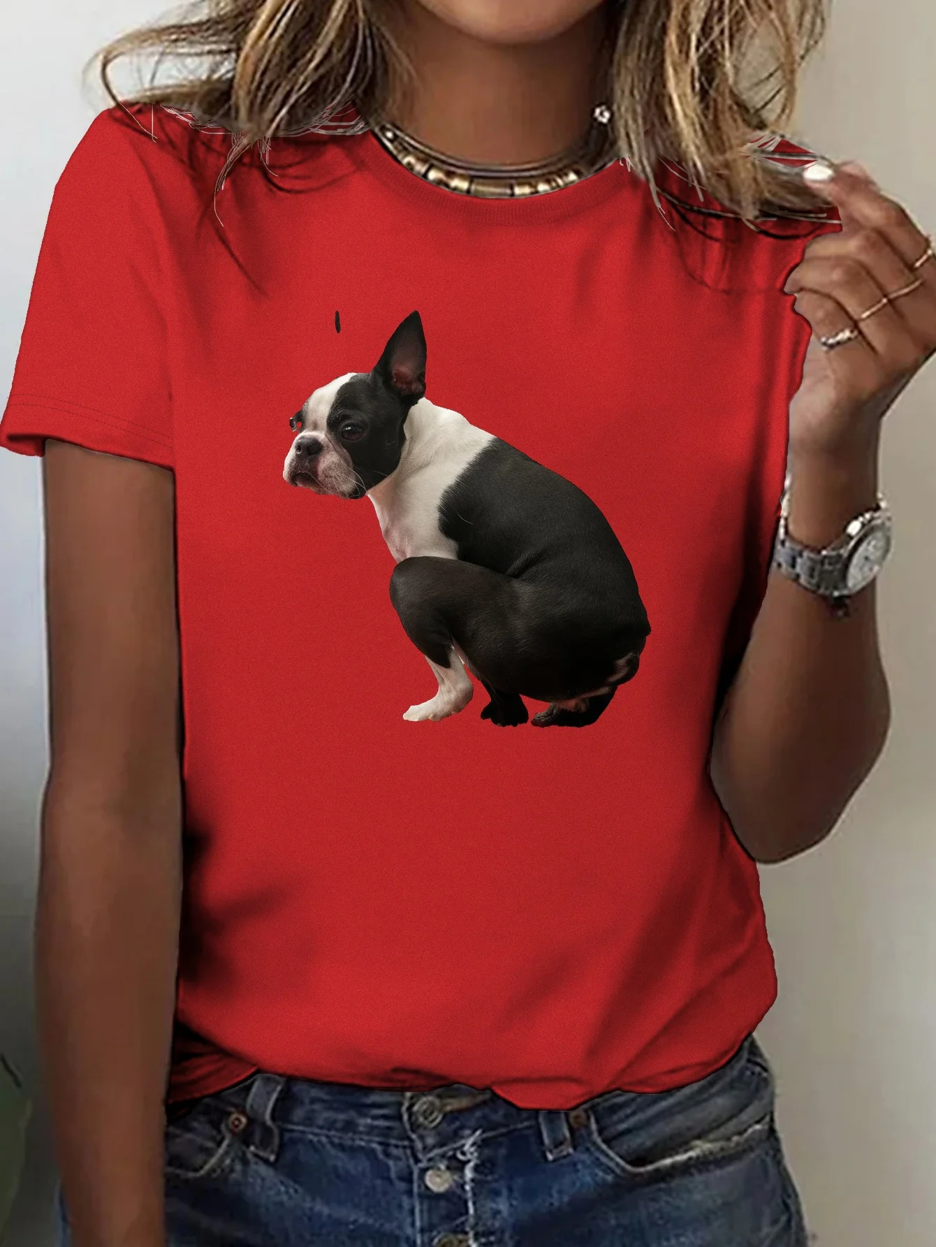 Boston Terrier Rug Cotton Women's T-Shirt Comfortable Fit