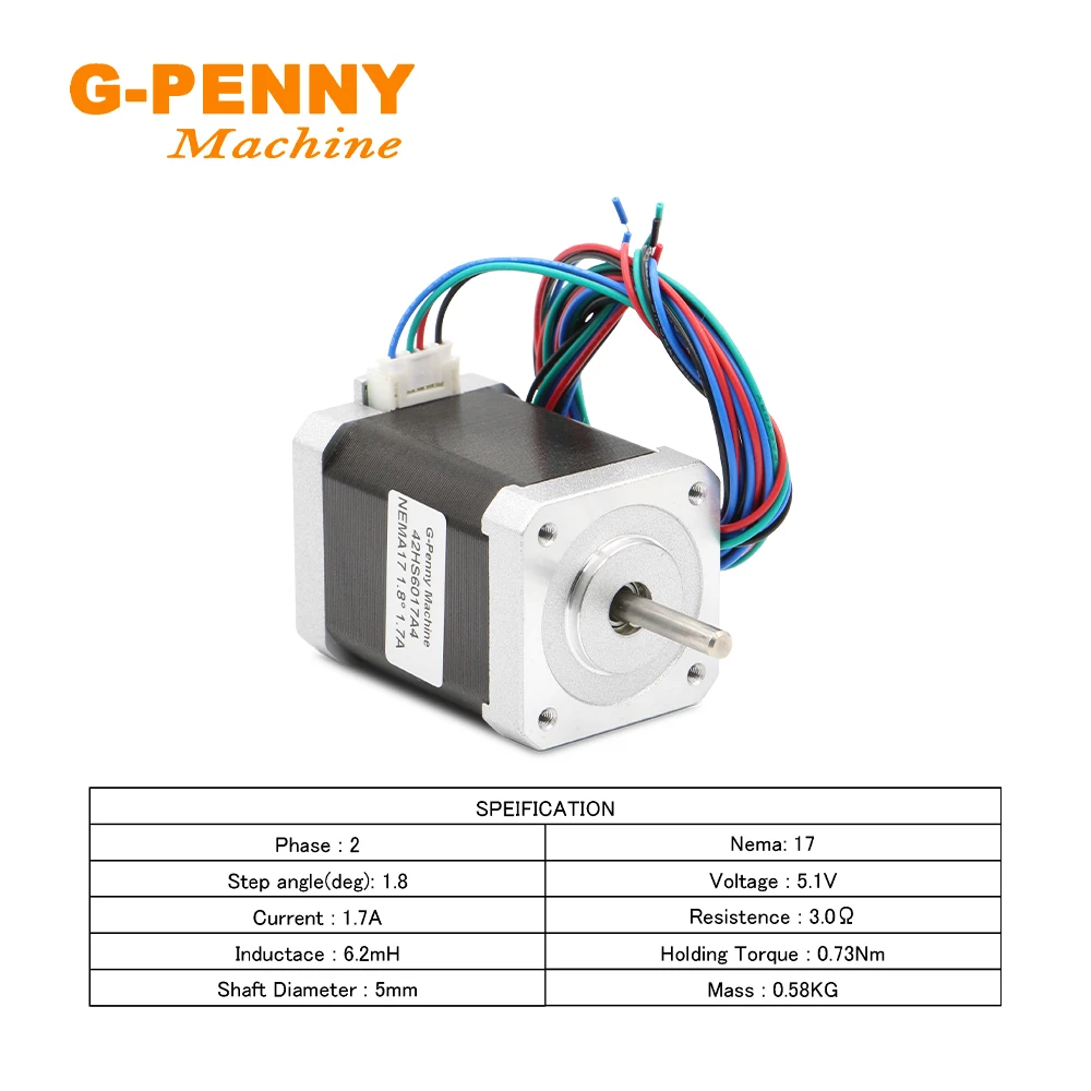 Nema17 42HS6017A4 Động Cơ Bước 1.7A 0.73N. M. 104OZ-IN 1.8 Độ 4 Đầu Cho 3d Máy In Cnc