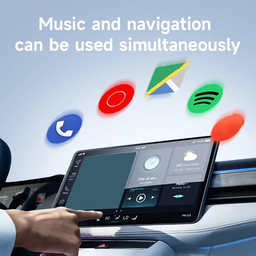 A72Z 2 In1 Wireless CarPlay Adapter for /Android Mini Size Wired to Wireless CarPlay with Adapter Cable