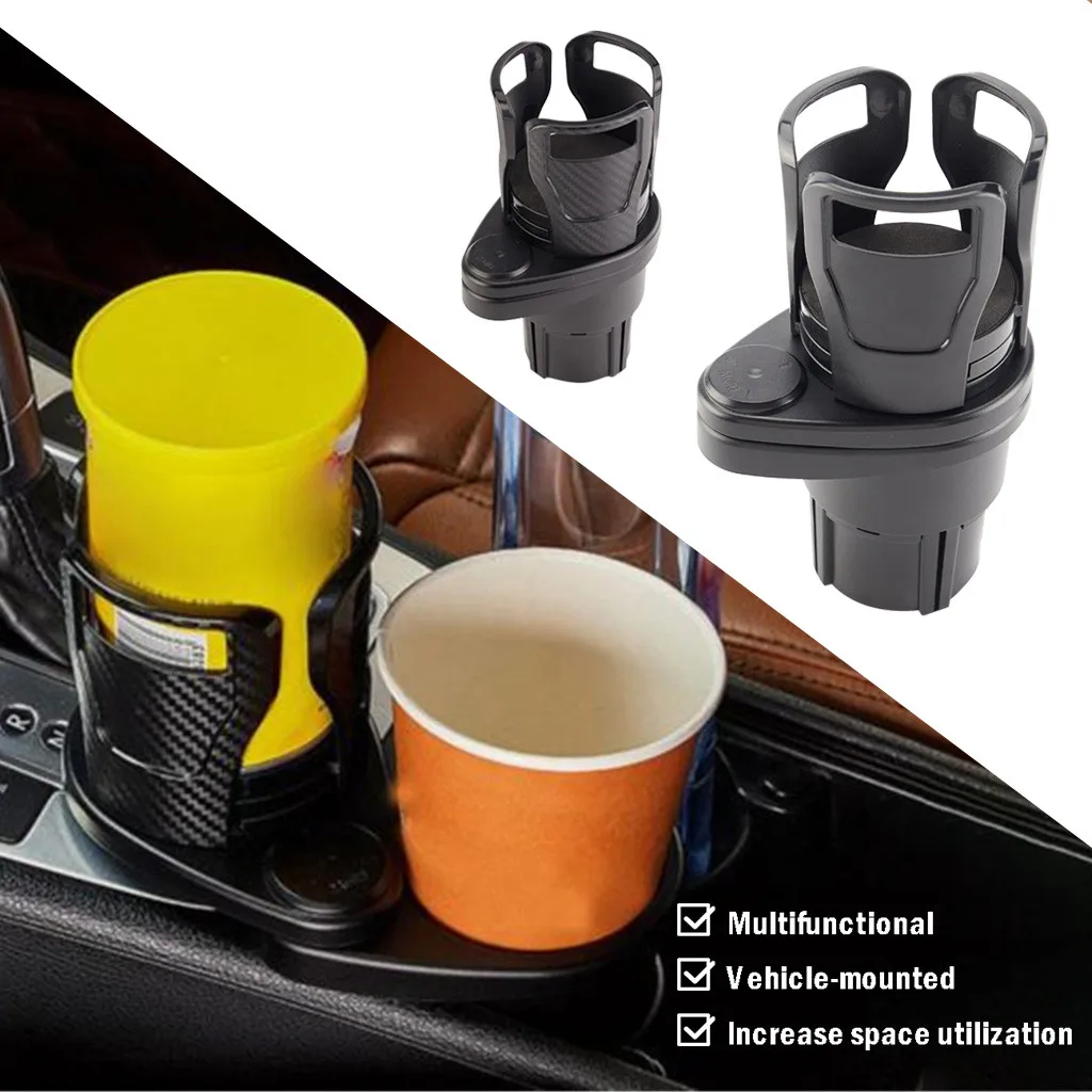 

Автомобильный держатель чашки 2 в 1, расширительный адаптер, органайзер-удлинитель с двойным креплением на чашку 360 ° Вращающийся регулируемый держатель для чашки с водой на подставке