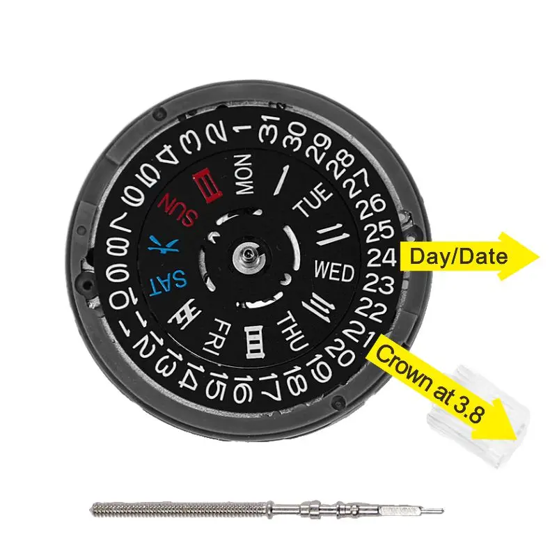 NH36-mecanismo automático para reparación de reloj, dispositivo mecánico con calendario doble de tres puntos para Skx007 MOD, 3 a 3,8, Nh36a