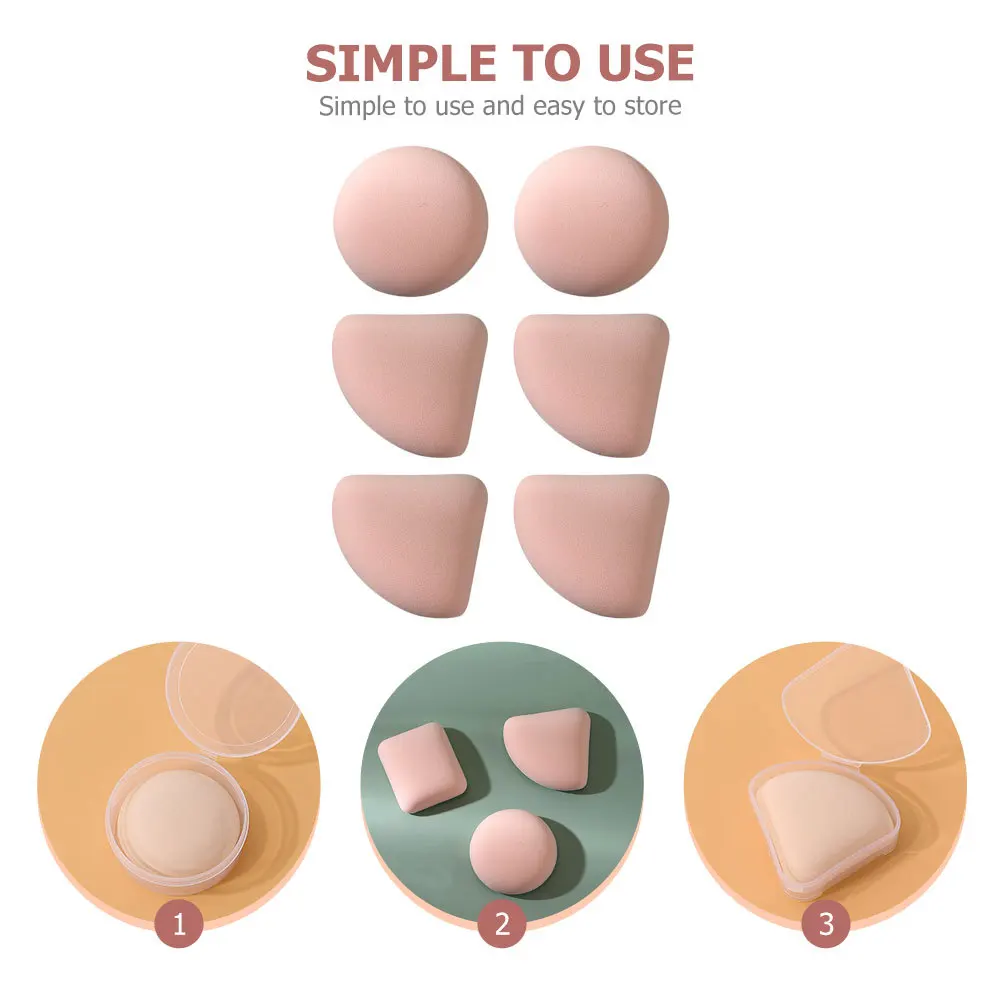 Bouffée de poudre en forme d'éventail, Pva de haute qualité, double usage, humide et sec, accessoires de maquillage, outil de beauté naturel exquis pour tous les jours, 6 pièces