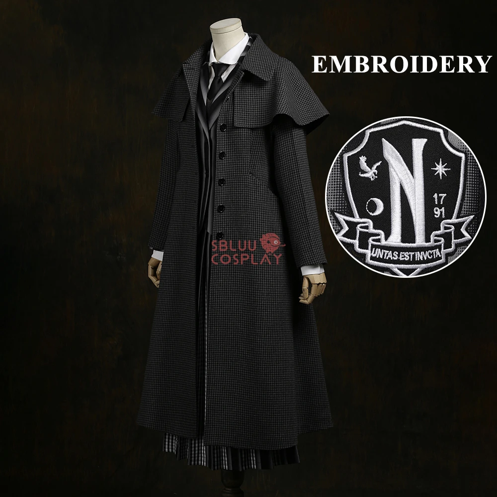 

SBluuCosplay Аддамс Косплей Костюм Семейный День Рождения Nevermore Academy Школьная Форма Хэллоуин Вечеринка