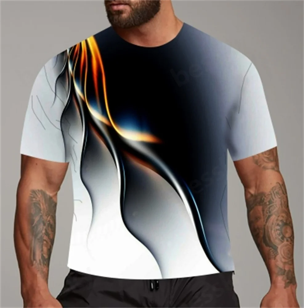 

Men's Summer Geometric 3D Print Fashion Short-Sleeved Shirt Stylish Casual Top for Warm Weather