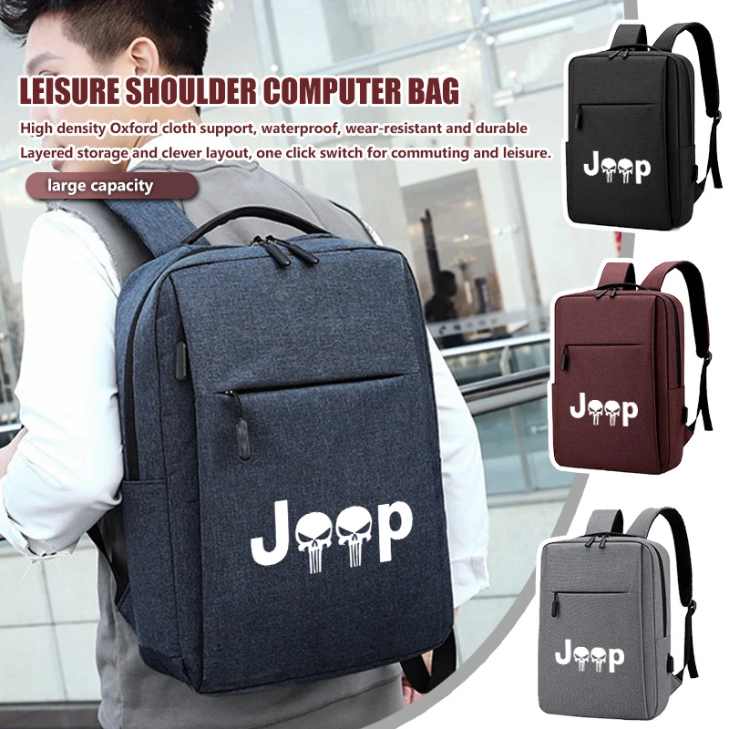 Mochila para ordenador portátil de negocios, bolsa de viaje recargable para Jeep Cherokee Wrangler JK JL Patriot Liberty Commander