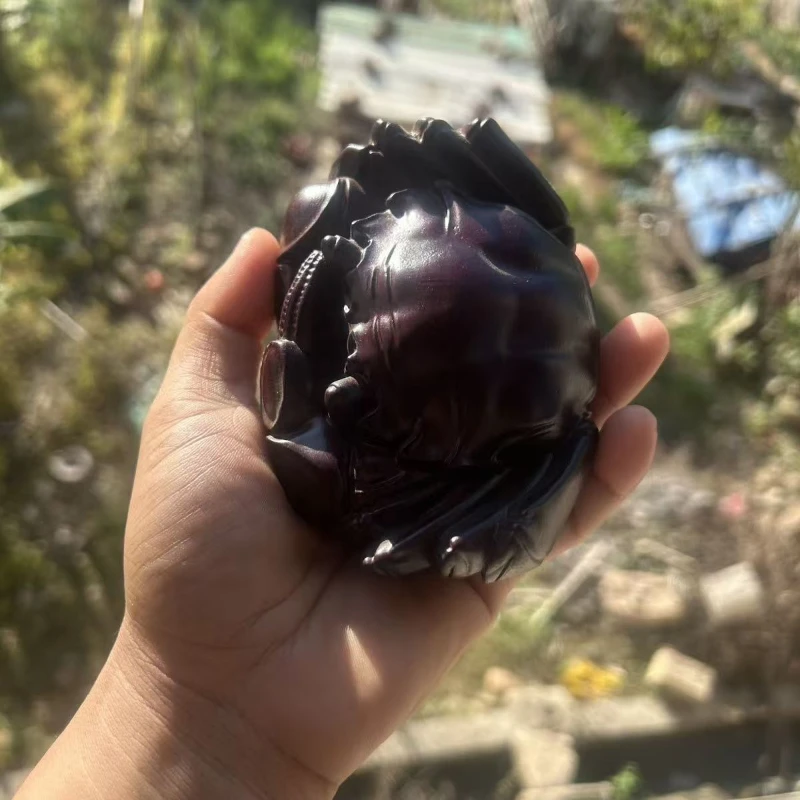 Hand-carved Ebony Crab Exquisite Wood Carving Decorations Tea Pet Office Desk Ornament Accessories