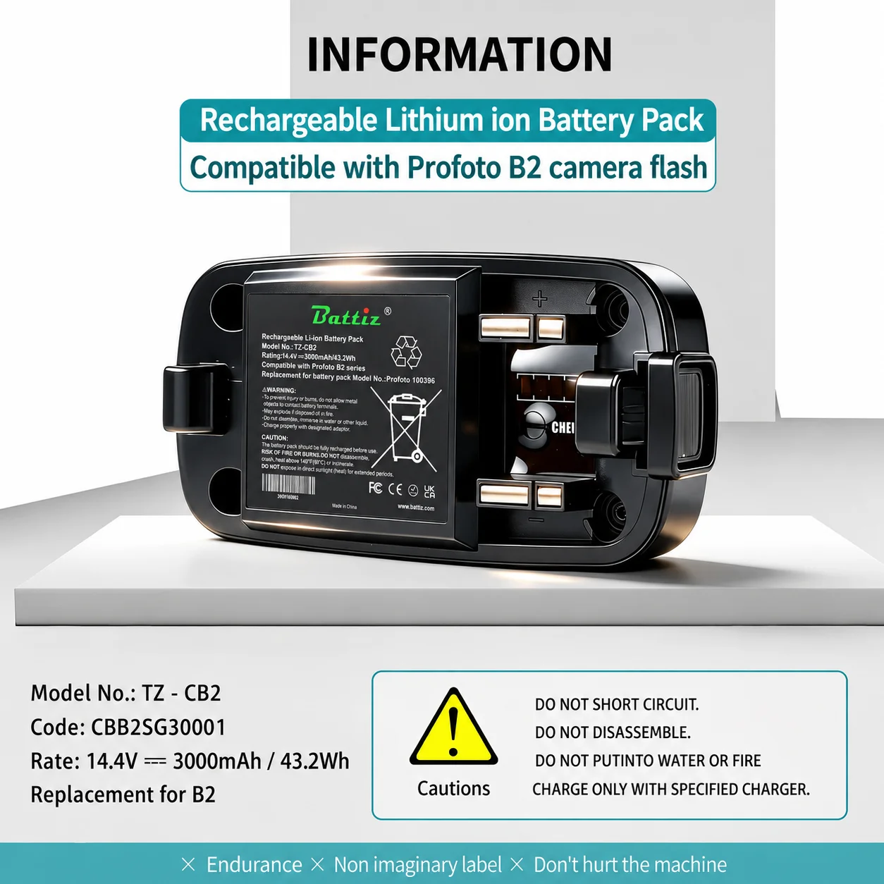 Profoto B2 카메라 플래시 14.4V 3000mAh 교체용 리튬 이온 배터리(100396 호환)는 오리지널 2.8A 충전기를 지원합니다.