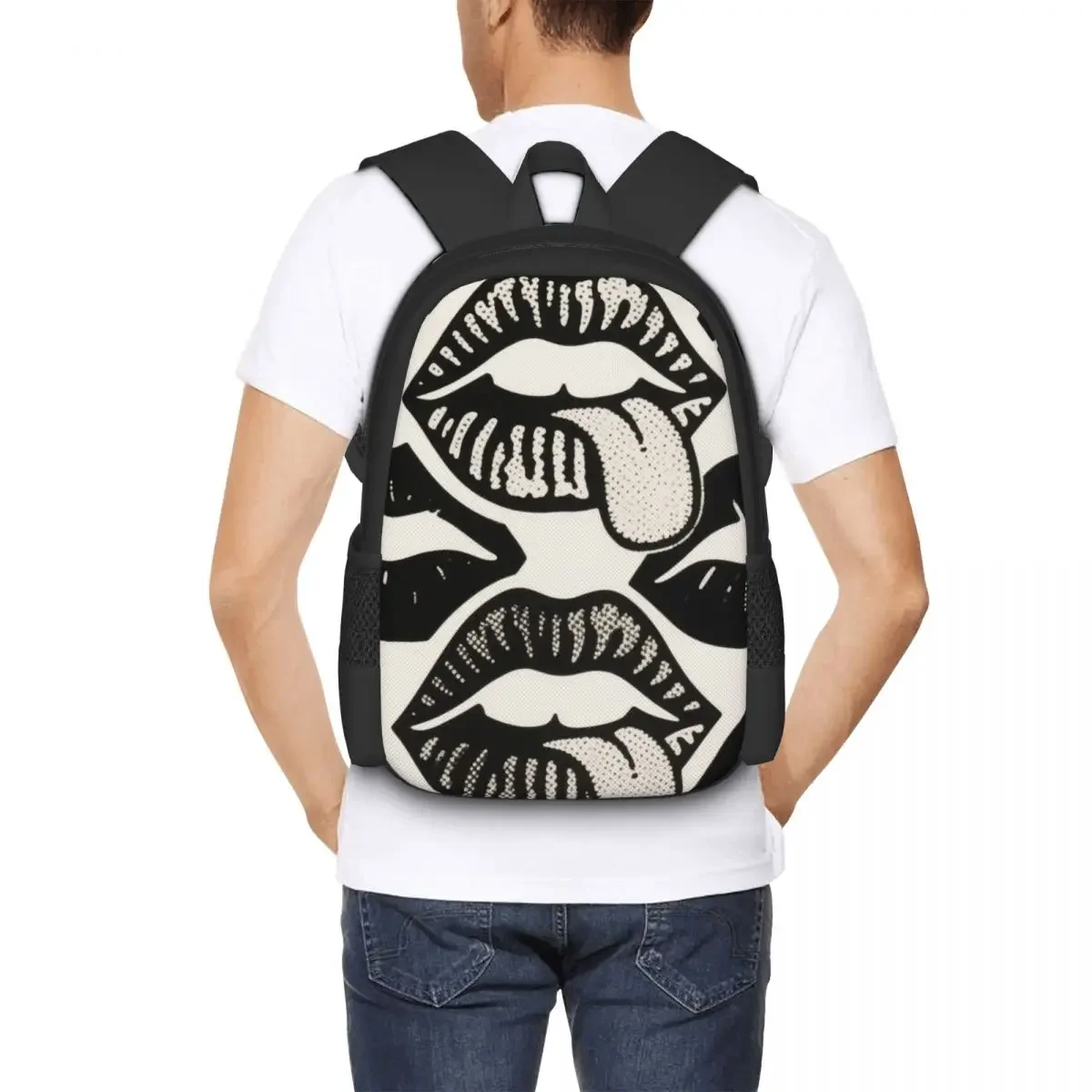 Lipstick print for boys and girls, children's backpacks, laptops, shoulder bags