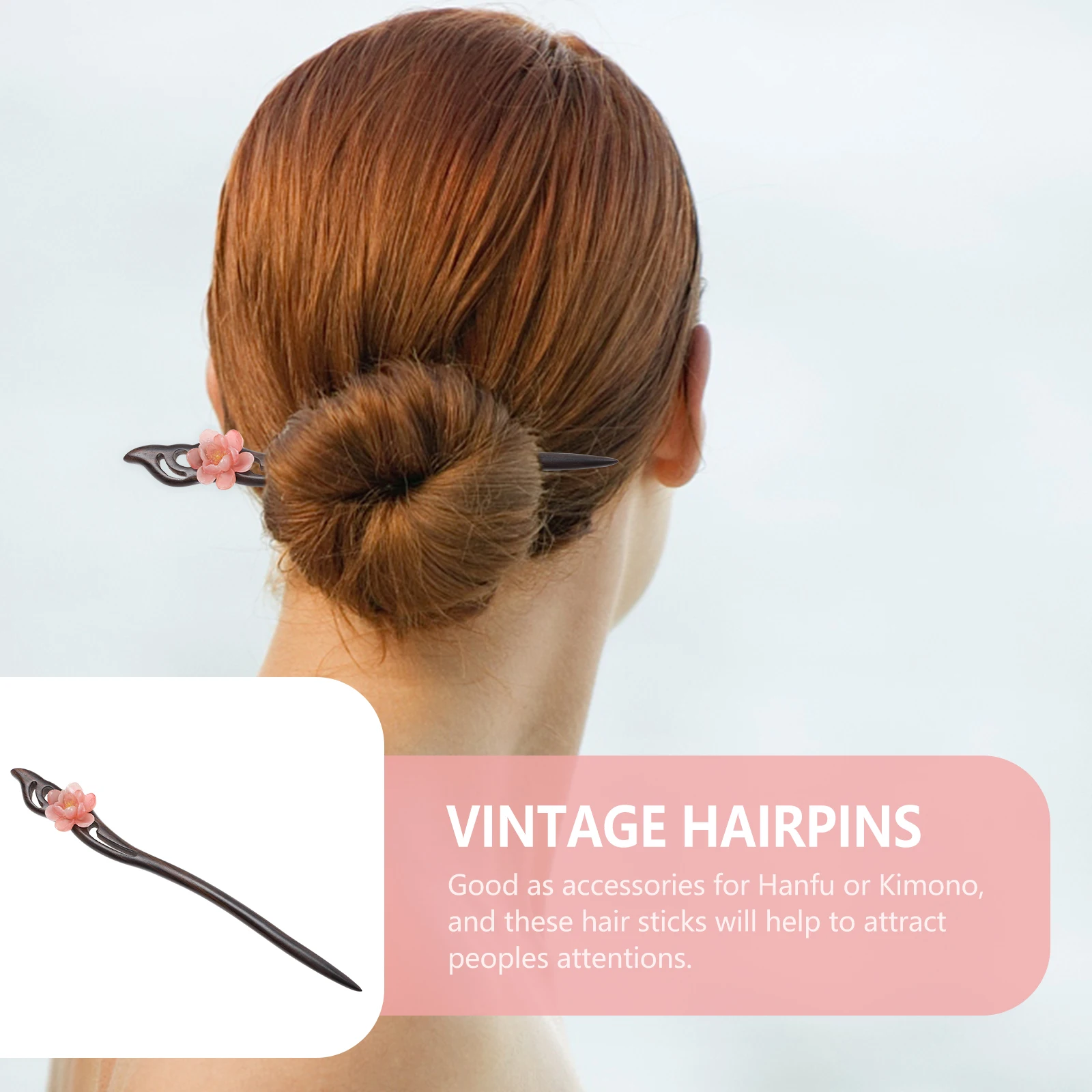 

Chinese Style Stick Vintage Hairpin Decorative Floral Hair Chopsticks Smooth Edges Replacement For Hanfu Kimono Women'S Retro
