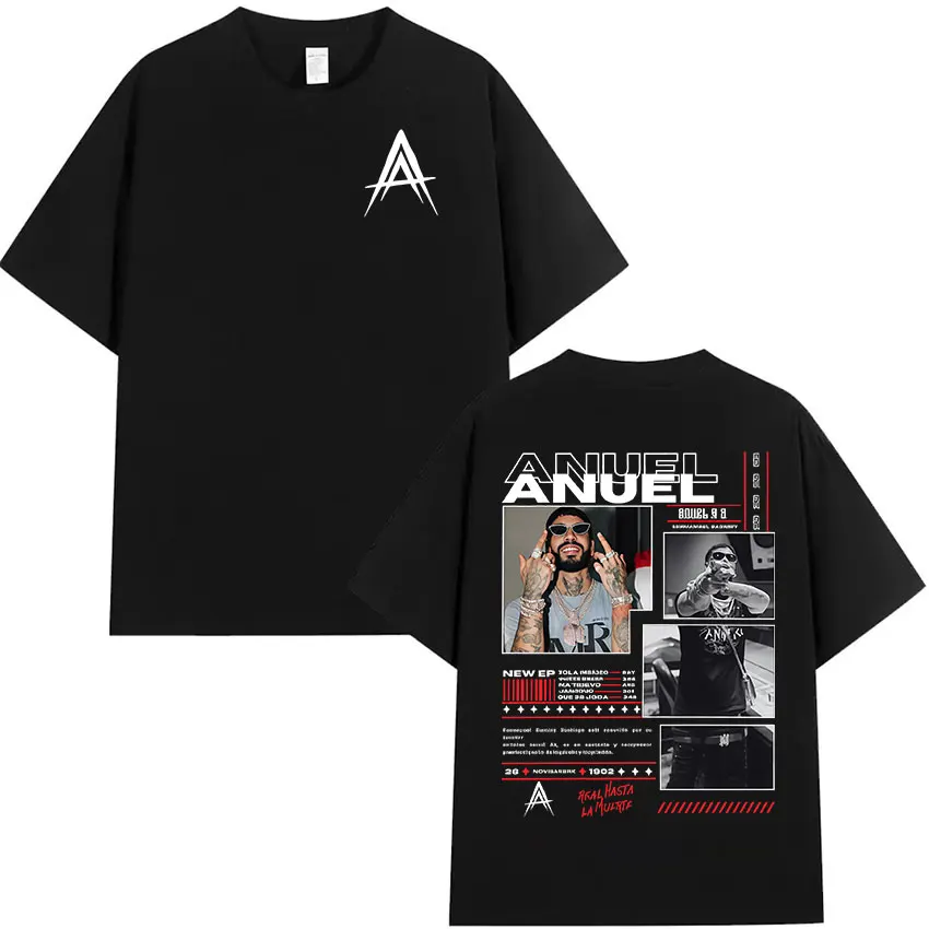 Rapper Anuel AA Album 2025 Graphic T Shirt Men's Hip Hop Gothic Retro Short Sleeve T-Shirts Clothing High Quality Cotton T-shirt