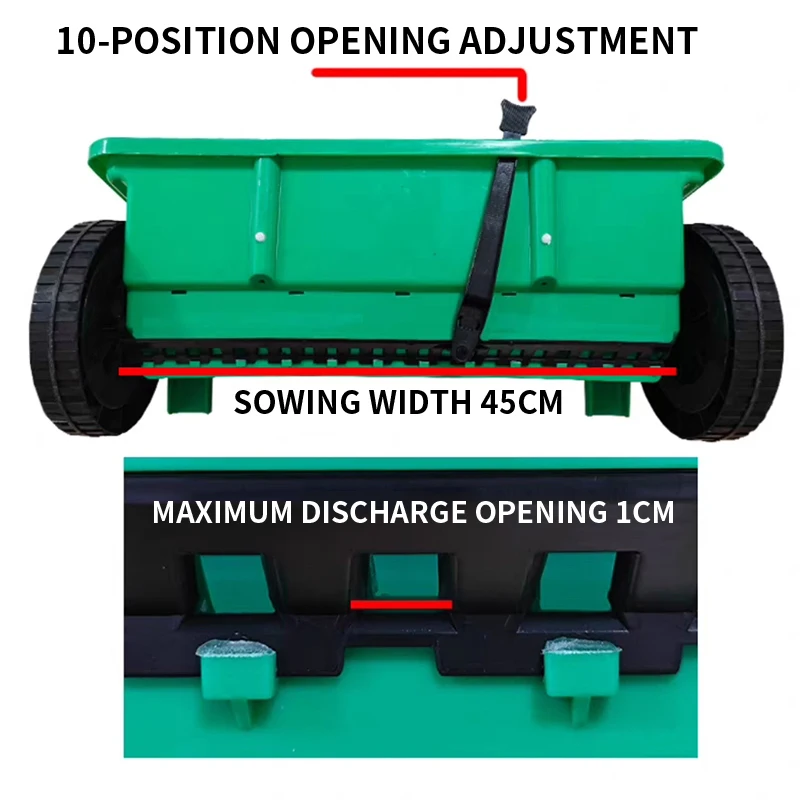 أسمدة وبذارة كبيرة تعمل بالدفع اليدوي سعة 12 لترًا مع بذارة يدوية لملح ذوبان الثلج وعجلات متحركة كبيرة #6