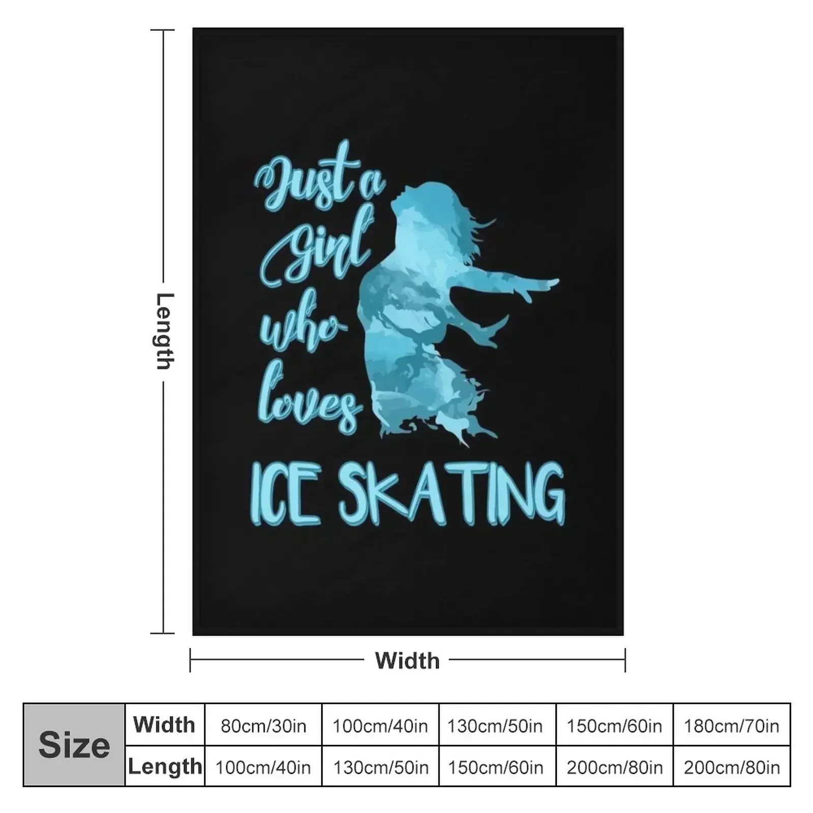 Just a Girl who Loves Ice Skating Figure Skater Throw Blanket couch cozy soft plush fuzzy picnic outdoor blanket
