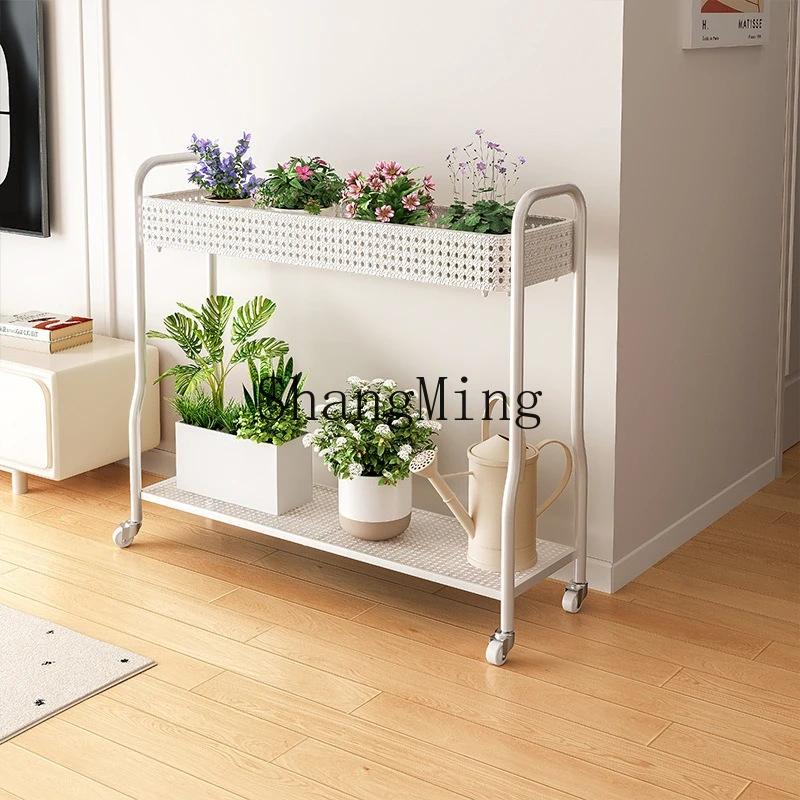 

ZYY living room floor-to-ceiling cream wind succulent flower pot frame green plant shelf balcony trolley multi-layer