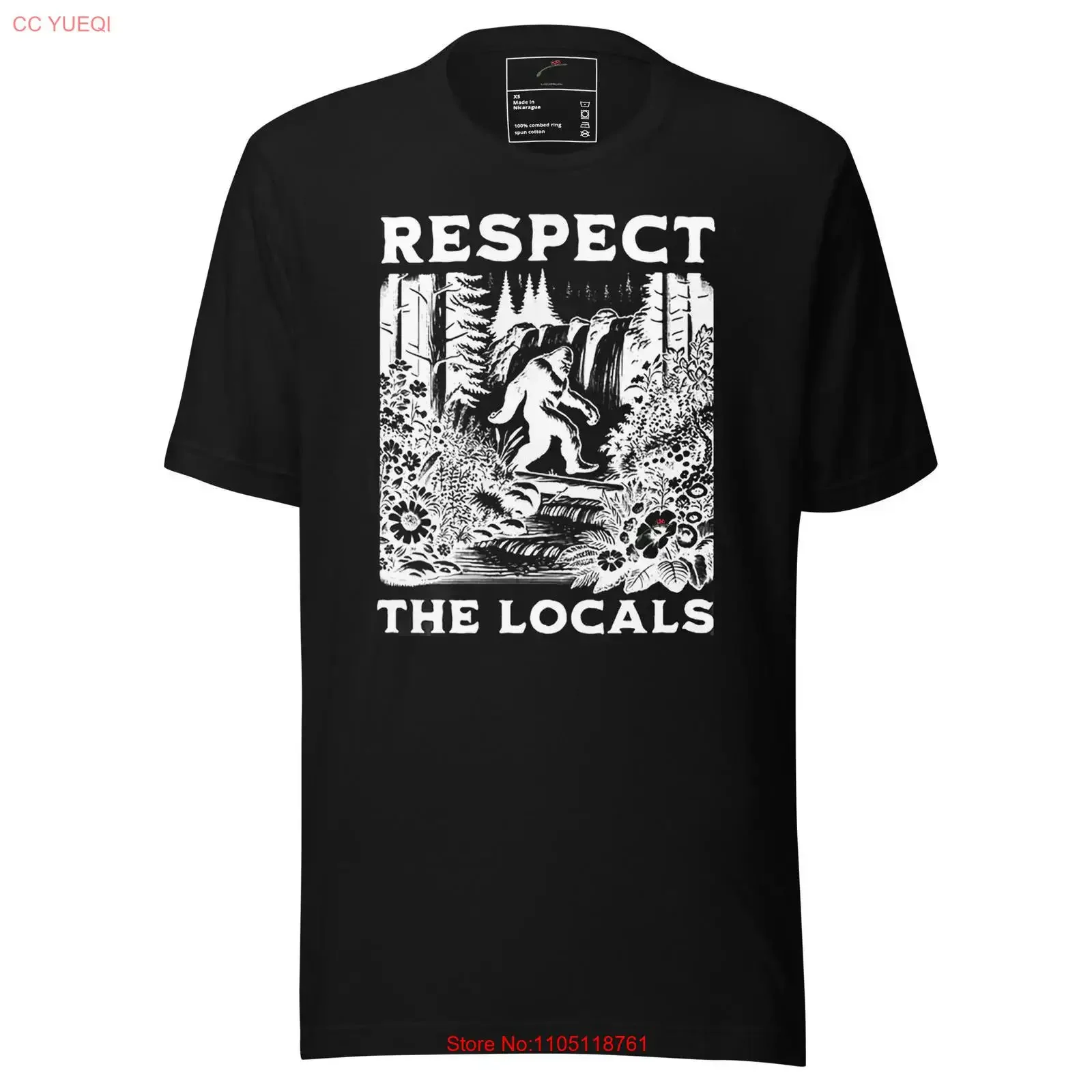Respect The Locals Bigfoot t-shirt vintage délavé streetwear mode doux homme élégant décontracté respirant polyvalent étiré