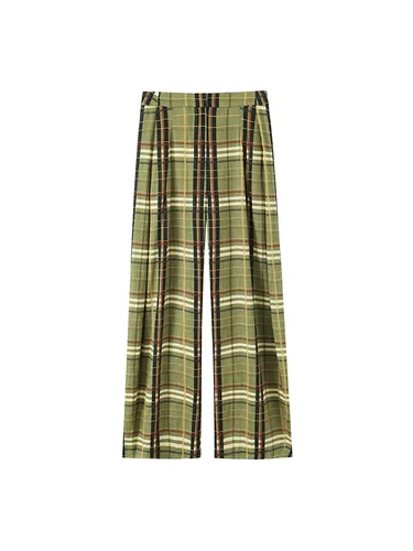 Pantalones holgados a cuadros para mujer, pantalones sencillos de tubo recto para ir al trabajo, ropa de calle informal para mujer 2025