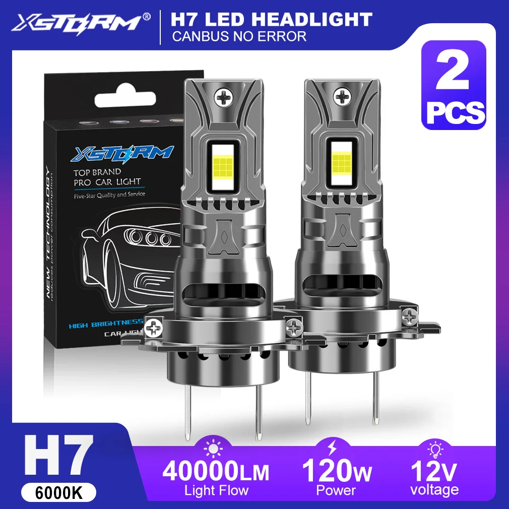 XSTORM H7 H4 LED Canbus Car Headlight H1 H11 9005 9006 LED Lights 120W 6000K With Fan Turbo Lights 40000LM Headlight Fog Bulb