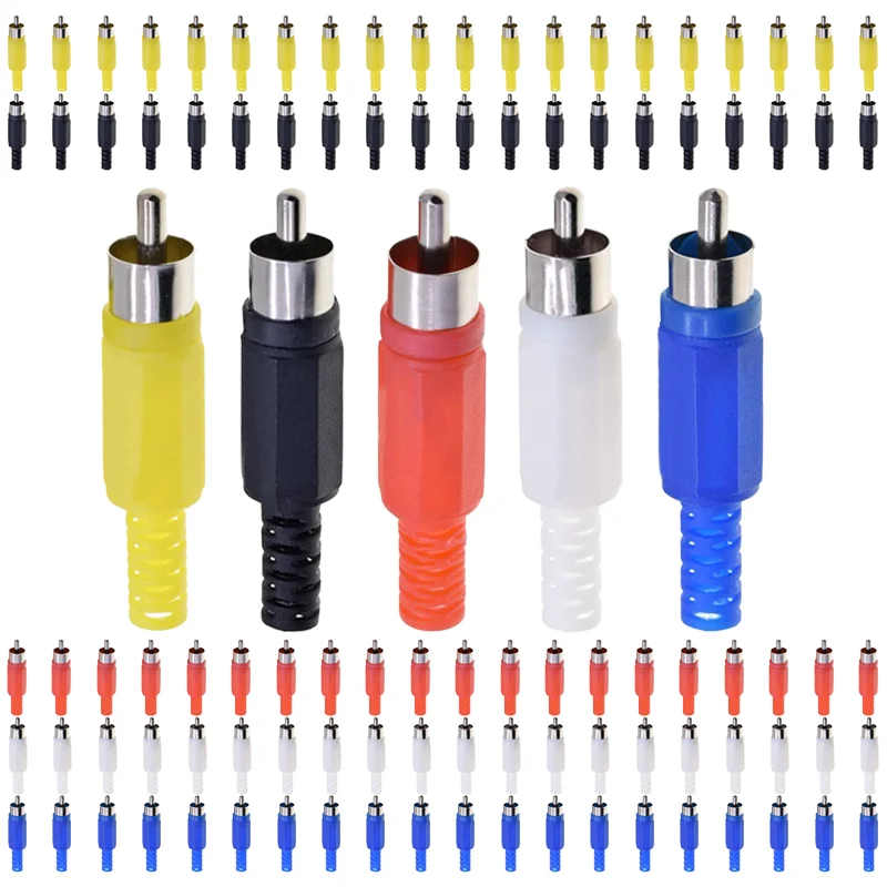 

5/20/100PCS Gold Plated RCA Male Plug Adapter Connectors Solder Type for Audio Cable Plug Adapters Video CCTV Camera