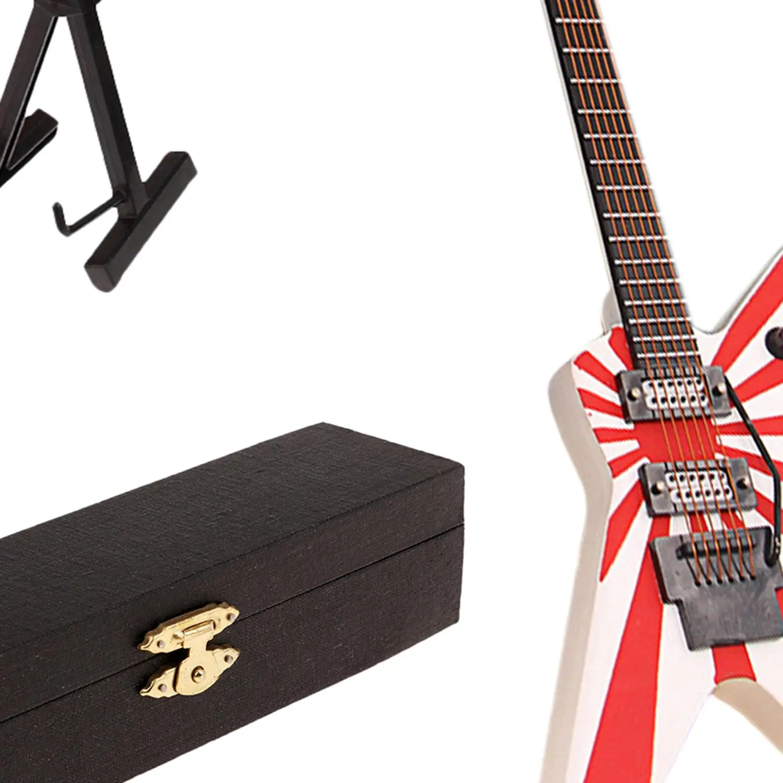 木製エレキギターモデル 1:6 家具ホーム風景ディスプレイスタンド装飾付き