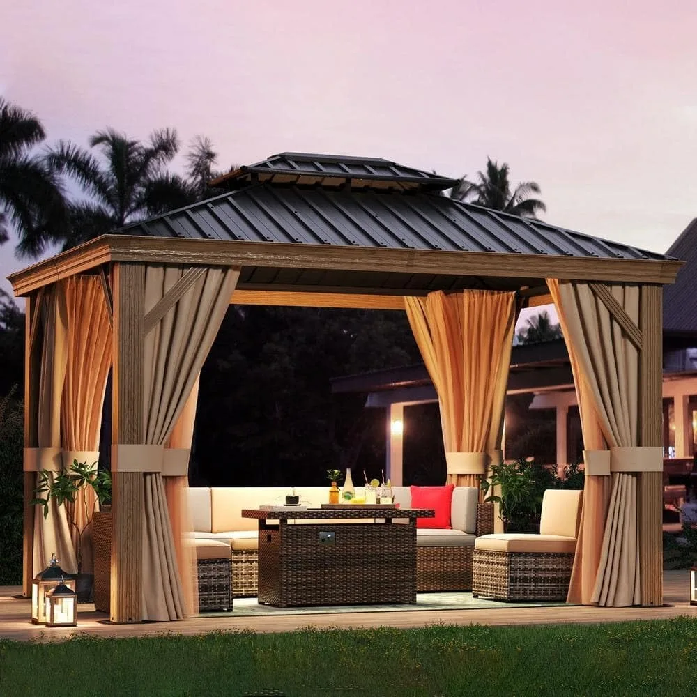 

Hardtop Gazebo,Galvanized Steel Double Roof, Aluminum Frame Canopy,Outdoor Metal Pavilion for Backyard,Patio,Lawns